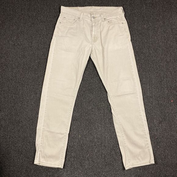 Levis 513 Jeans Mens Khaki Tan Slim Straight Stretch Pants Casual Size 30x32 - Picture 1 of 5